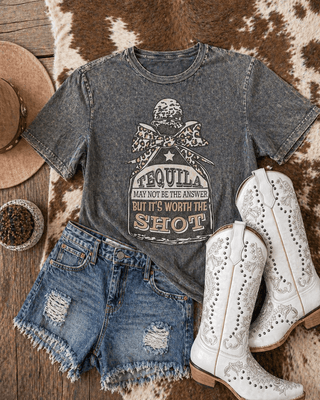 Worth The Shot Graphic Tee - Gray – Apparel from Bronco Western Supply Co.