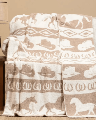 Wrangler Tan Rodeo Stretchy Throw Blanket – Home Decor from Bronco Western Supply Co.