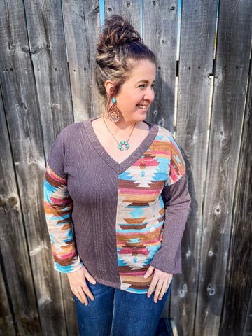 Bevy Aztec and Mauve Sweater