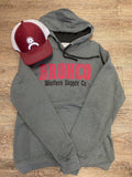 Red Apparel Bronco Western Supply Co. Bronco Western Supply Co. Red Charcoal Heather Hooded Sweatshirt - Bronco Western Supply Co.  