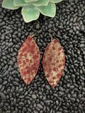 Chandler Feather Leather Earrings - Maroon/Gold Jewelry Bronco Western Supply Co. Bronco Western Supply Co. 