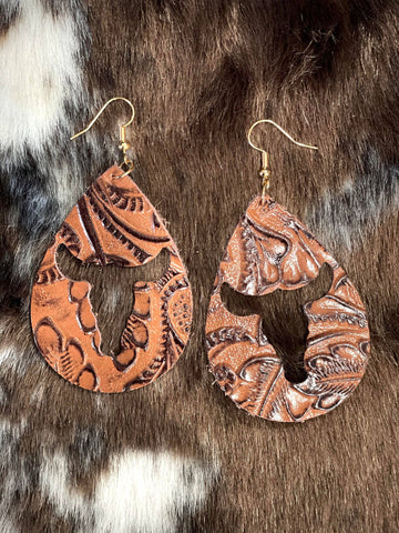 Crossett Bull Skull Leather Earrings Jewelry Bronco Western Supply Co. Bronco Western Supply Co. 