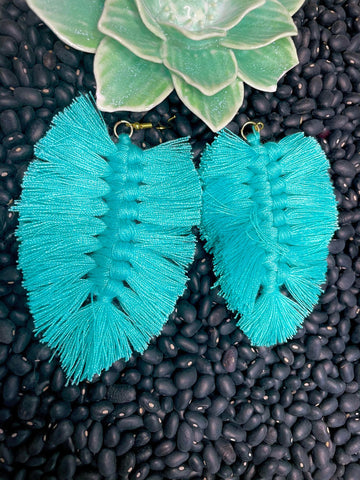 Boho Tied Fabric Earrings - Aqua Jewelry Bronco Western Supply Co. Bronco Western Supply Co. 