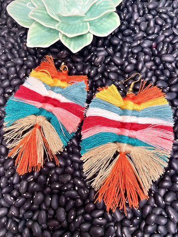 Boho Tied Fabric Earrings - Multi Jewelry Bronco Western Supply Co. Bronco Western Supply Co. 
