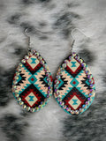 Chico Aztec Rhinestone Leather Earrings Jewelry Bronco Western Supply Co. Bronco Western Supply Co. 
