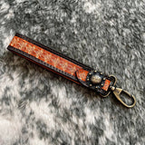 Hand Tooled Leather Concho Keychain Wristlet Gift Items Western Linens Bronco Western Supply Co. 