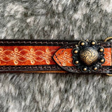 Hand Tooled Leather Concho Keychain Wristlet Gift Items Western Linens Bronco Western Supply Co. 