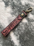 Hand Tooled Leather Concho Keychain Wristlet Gift Items Western Linens Bronco Western Supply Co. 