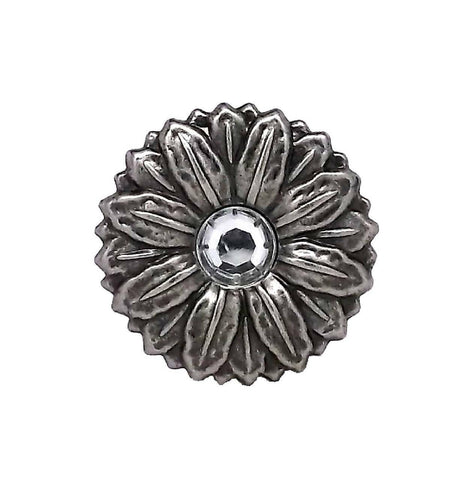 Sunflower Concho Synthetic Crystal Antique Silver Screw Back 1.5 inch Saddles & Accessories Bronco Western Supply Co. Bronco Western Supply Co. 