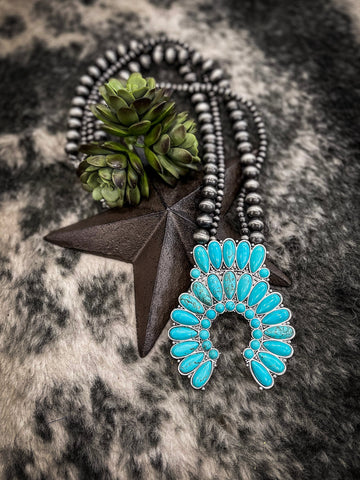 Monster Squash Blossom Naja Style Natural Turquoise Necklace