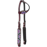 Silver Royal Purple and Blue Sunflower Ear Headstall