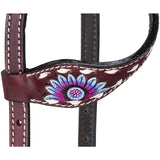 Silver Royal Purple and Blue Sunflower Ear Headstall