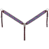 Silver Royal Purple and Blue Sunflower Breast collar