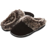 Women’s Selene Black Faux Suede with Aztec Trim Clog Slippers