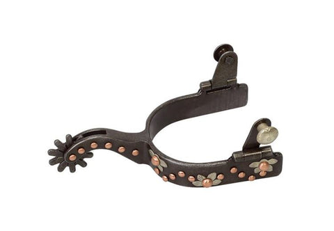 Ladies' Spur with German Silver Floral Trim and Copper Dots Spurs Weaver Leather Bronco Western Supply Co. 