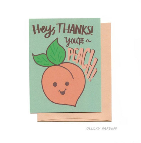 You're A Peach Thank You Greeting Card Gift Items Lucky Sardine Bronco Western Supply Co. 