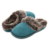 Women’s Selene Teal Faux Suede with Aztec Trim Clog Slippers