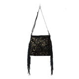 Myra Bag -Black Shimmer Leather & Hair On Bag