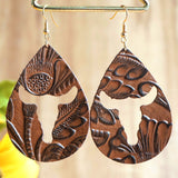 Crossett Bull Skull Leather Earrings Jewelry Bronco Western Supply Co. Bronco Western Supply Co. 