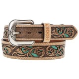"Top Notch" Hand Tooled HOOEY Belt Natural/Turquoise Apparel Hooey Bronco Western Supply Co. 