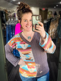 Bevy Aztec and Mauve Sweater