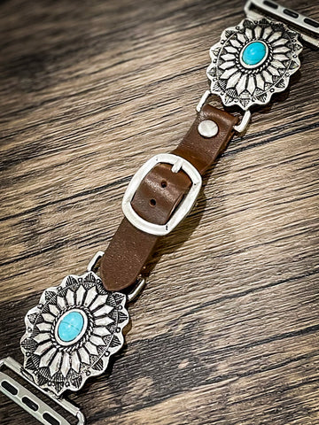 Hattie Western Style Apple Watch Turquoise and Leather Bands Accessories Bronco Western Supply Co. Bronco Western Supply Co. 