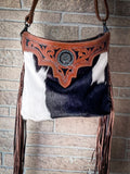 Myra Bag - Monochromatic Tassels Hand-Tooled Hairon Bag