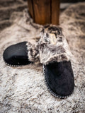 Women’s Selene Black Faux Suede with Aztec Trim Clog Slippers