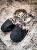 Women’s Selene Black Faux Suede with Aztec Trim Clog Slippers