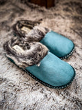 Women’s Selene Teal Faux Suede with Aztec Trim Clog Slippers