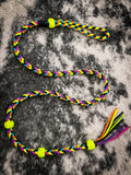 Paracord Breakaway Roping Neck Rope/Over and Under Whip-Black/Rainbow