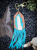 Wild Blue Feather Key Fob Keychain