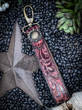 Hand Tooled Leather Concho Keychain Wristlet