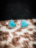 Turquoise Heart Stud Earrings