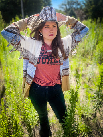 Horizons Open Front Striped Cardigan with Arm Fringe Apparel Bronco Western Supply Co. Bronco Western Supply Co. 