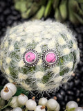 Pink Round Stone Stud Earrings