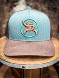 “Strap” Roughy, Blue/Brown 6-Panel Trucker Cap