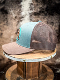 “Strap” Roughy, Blue/Brown 6-Panel Trucker Cap