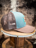 “Strap” Roughy, Blue/Brown 6-Panel Trucker Cap