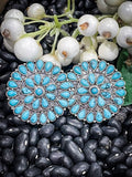 Western Cluster Stone Stud Earrings-Turquoise and Silver