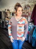 Bevy Aztec and Mauve Sweater