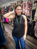 Adelaide Black Lace Sleeveless Halter Top