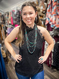 Adelaide Black Lace Sleeveless Halter Top