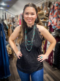 Adelaide Black Lace Sleeveless Halter Top