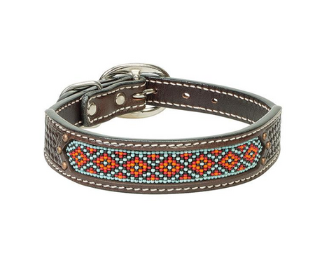 Beaded Leather Collar Dog Weaver Leather Bronco Western Supply Co. 