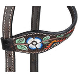 Silver Royal Aztec and Flower Ear Headstall