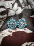 Buffalo Coin Stud Fashion Earrings - Jewelry - Blue Tortoise - Bronco Western Supply Co.