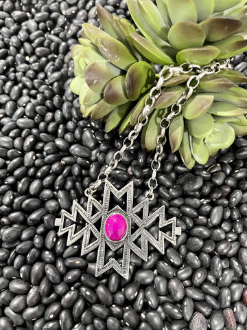 "Happily" Pink Aztec Necklace Jewelry Bronco Western Supply Co. Bronco Western Supply Co. 