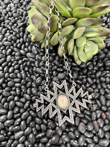 "Happily" White Aztec Necklace Jewelry Bronco Western Supply Co. Bronco Western Supply Co. 