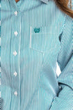 Women's Cinch Teal and White Stripe Button-Up Shirt Apparel Cinch Bronco Western Supply Co. 
